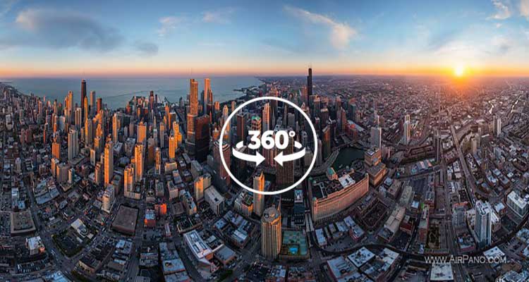 A 360 image of a city skyline
